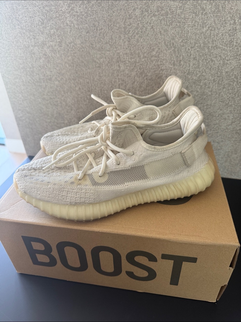 adidas Kids Cream White Knit Sneakers - Picture 2 of 5
